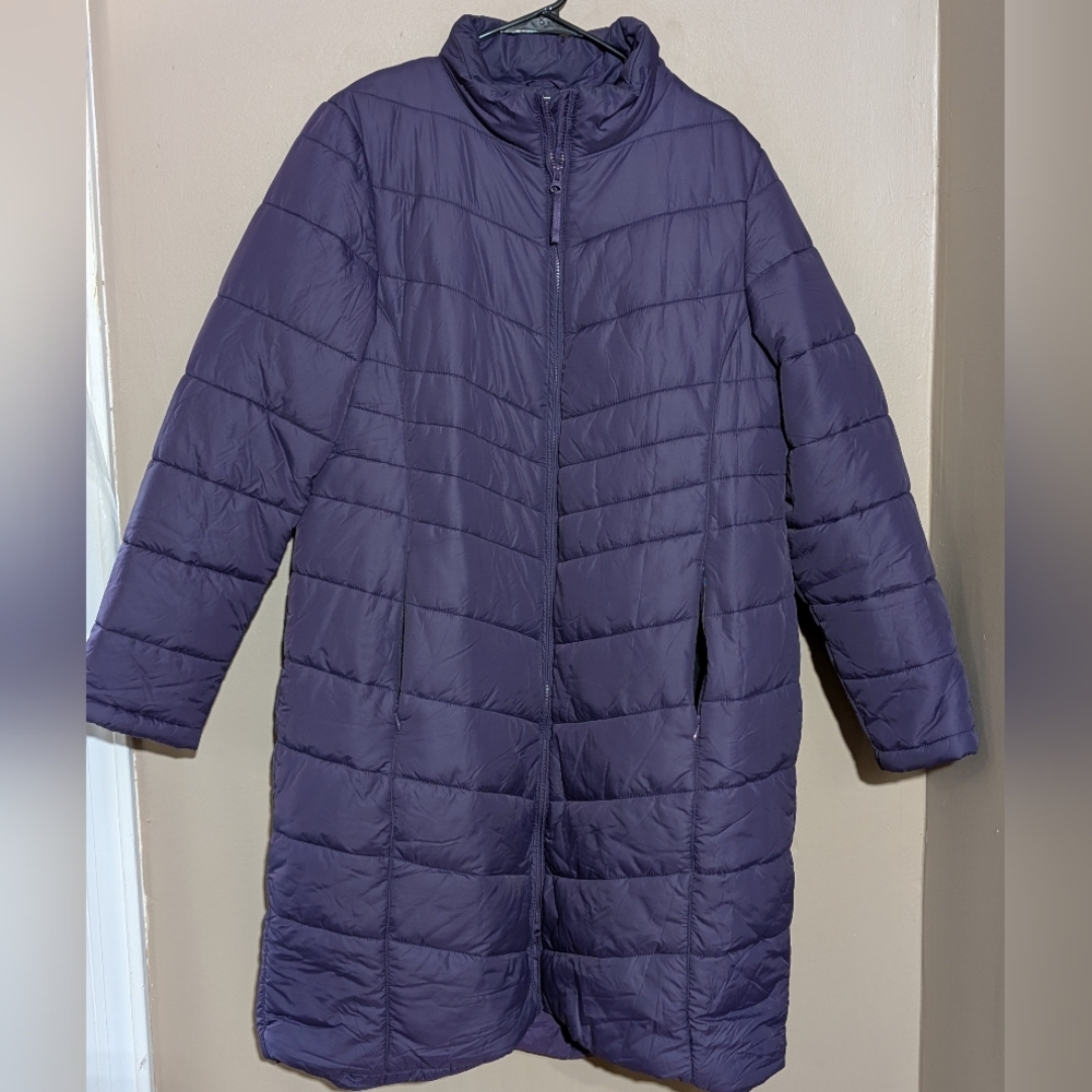 L.L. Bean Long Puffer Parka, Size:XL, Color:Purple